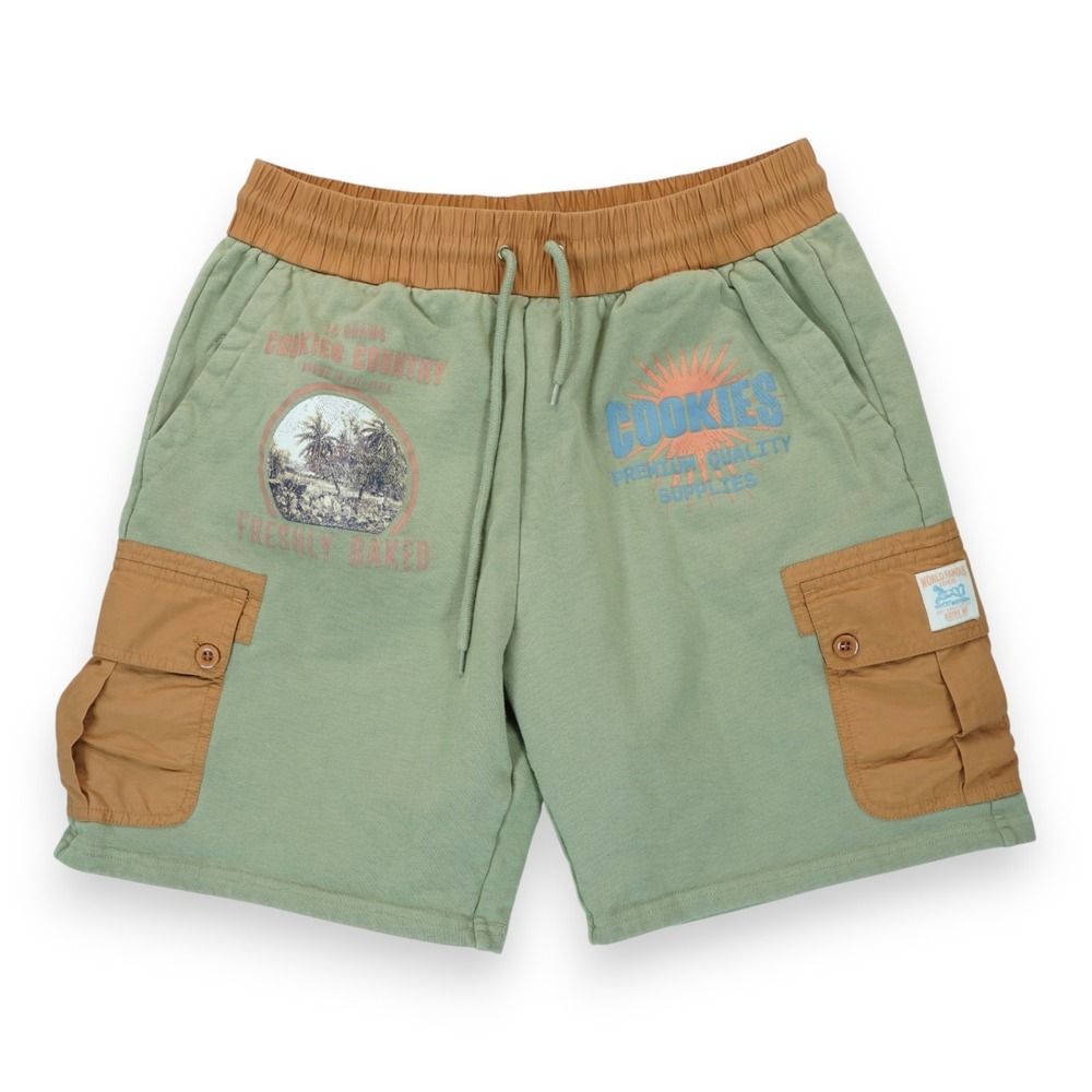 Cookies Cargo French Terry Sweatshorts Men's Olive Size XL Young Waist 30"
